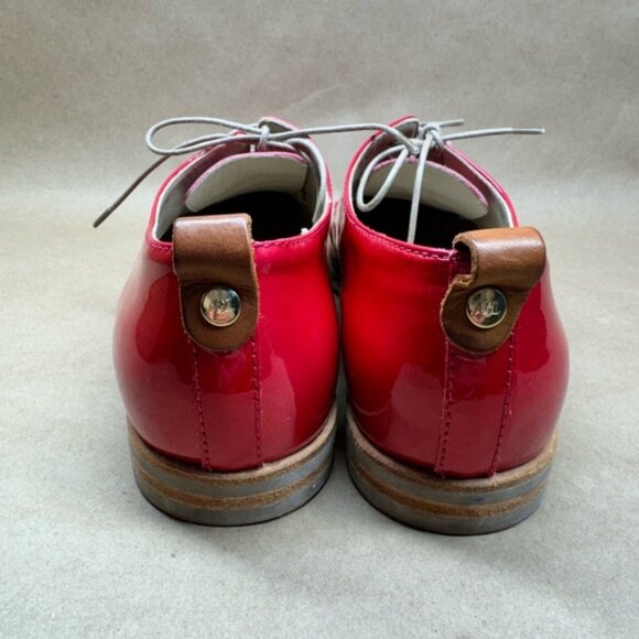 AGL Candy Apple Red Patent Leather Lace-Up Oxfords. Size EU 37.5 - Picture 4 of 7